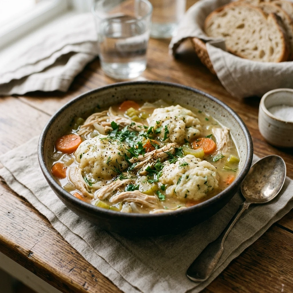 One Pot Chicken Dumpling Soup