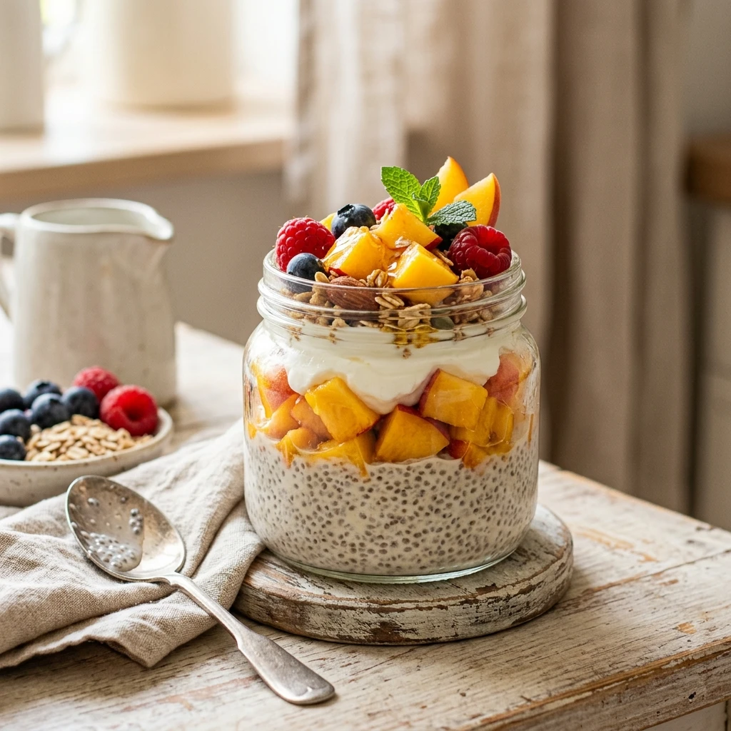 Peach Chia Pudding Parfait