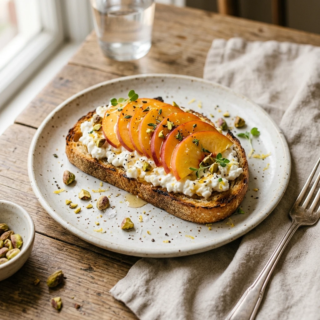 Peach Cottage Cheese Toast
