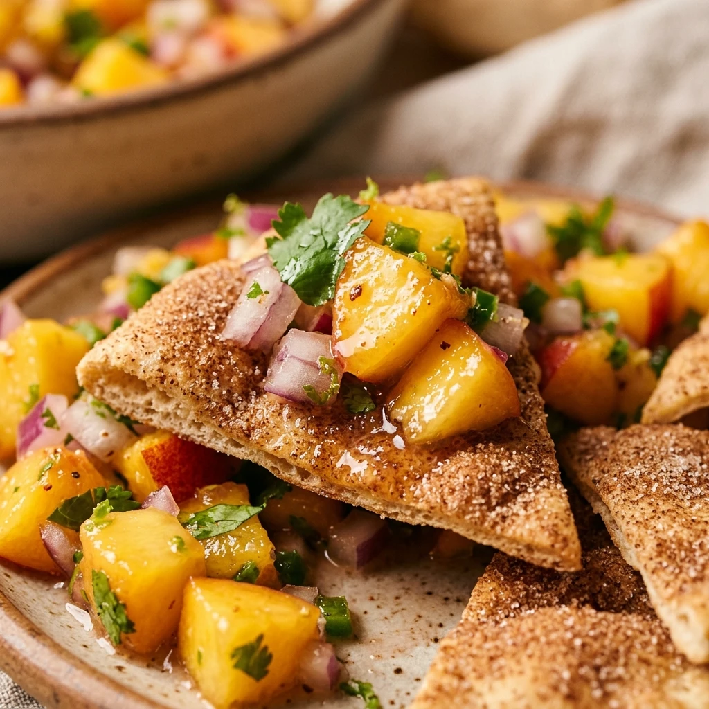 Peach Salsa With Cinnamon Chips