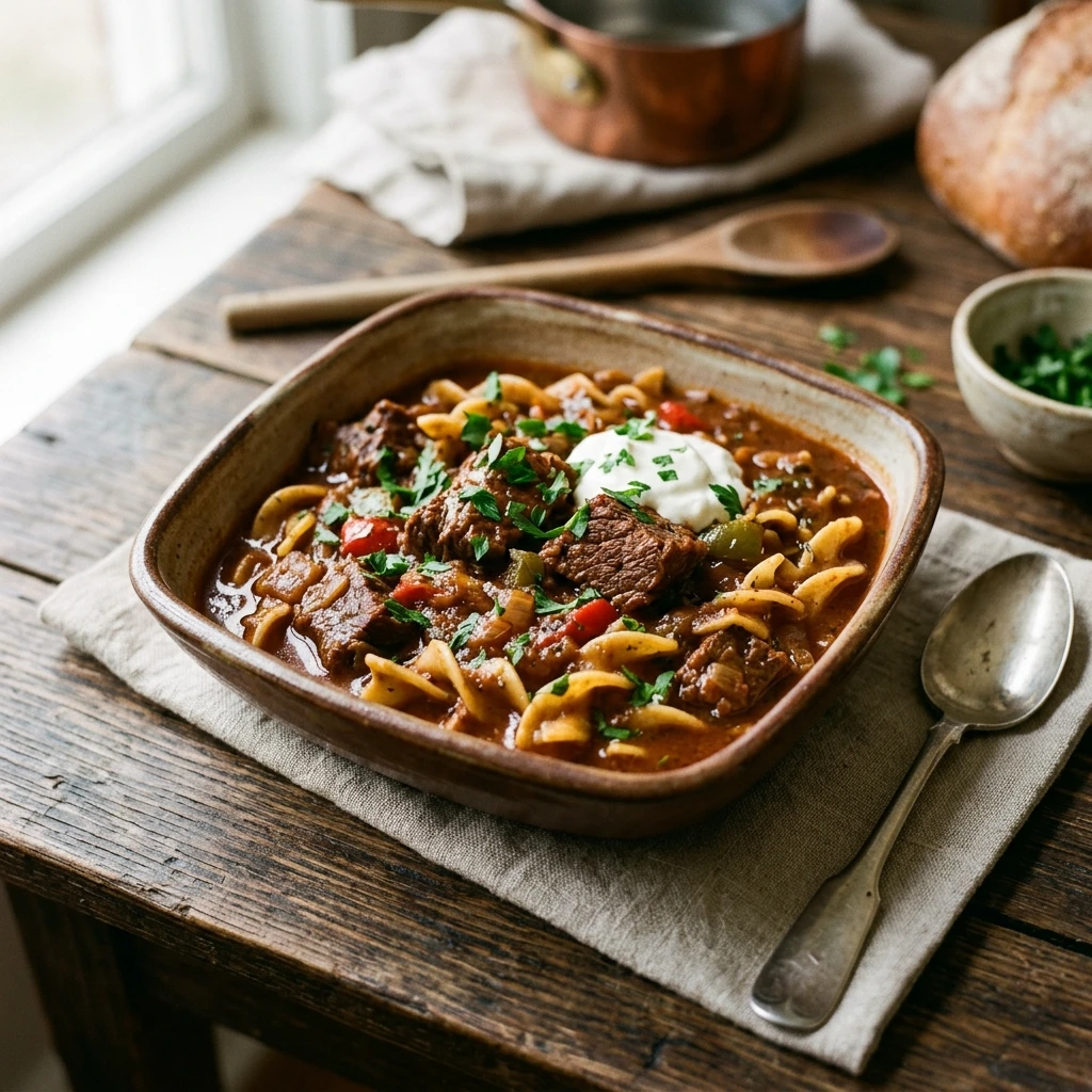 Amish Beef And Noodle Goulash Recipe