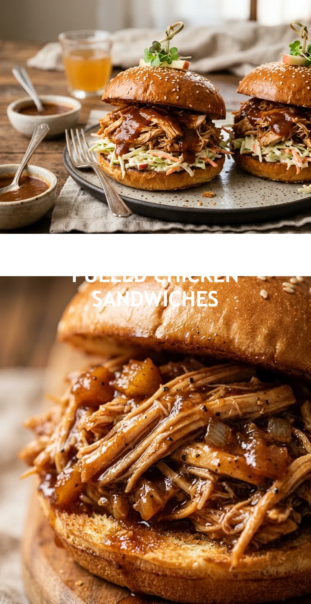 Apple Butter BBQ Pulled Chicken Sandwiches