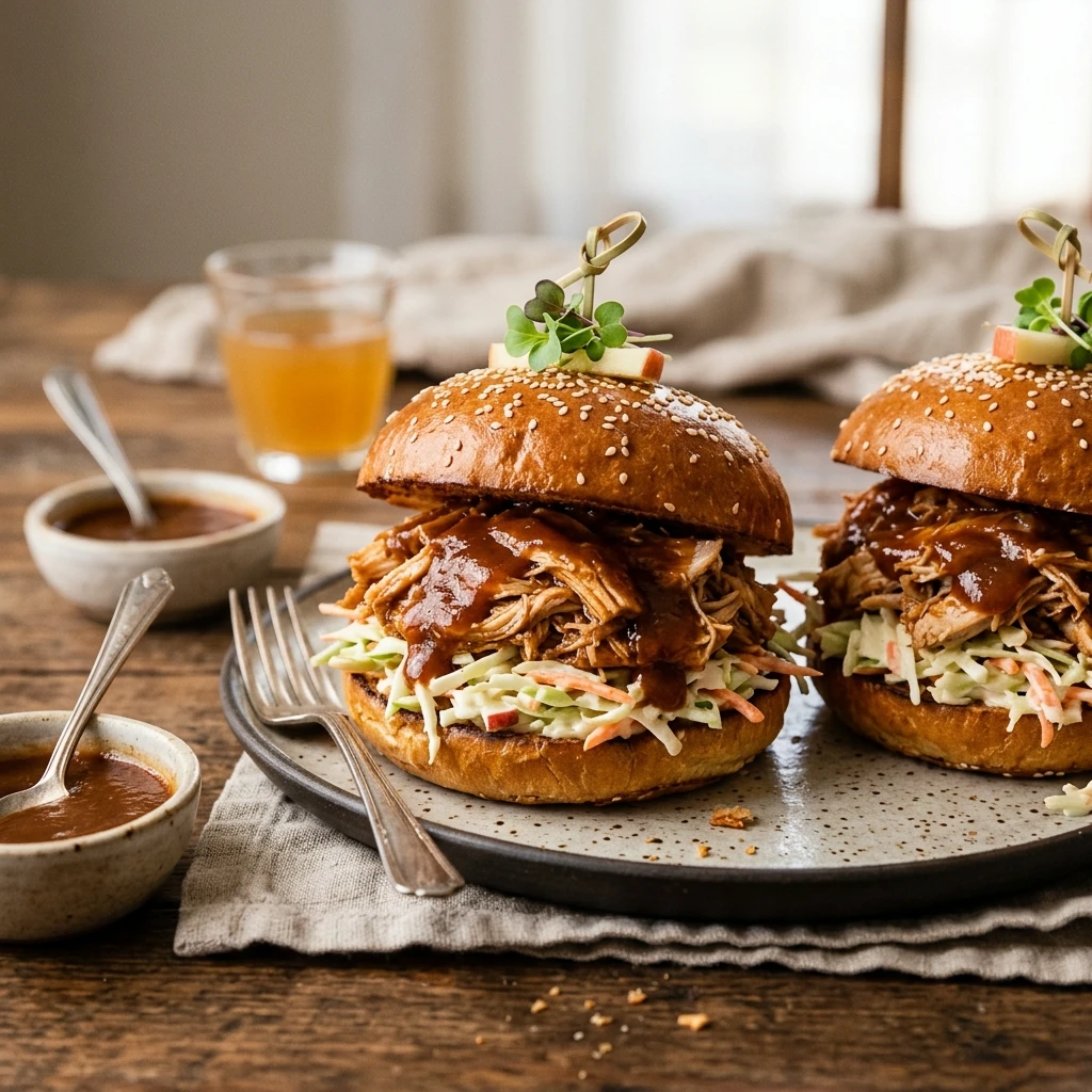 Apple Butter BBQ Pulled Chicken Sandwiches