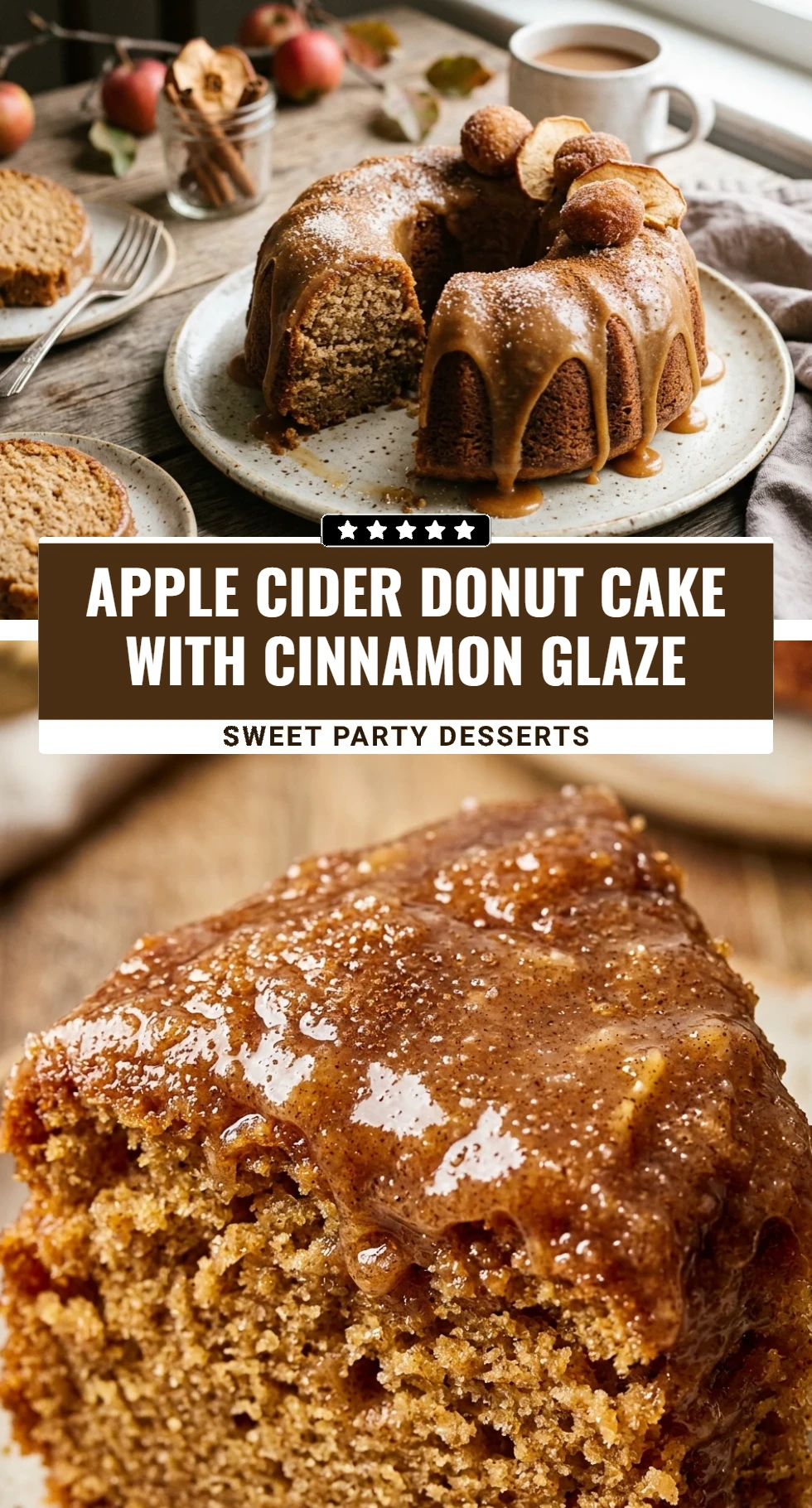 Apple Cider Donut Cake With Cinnamon Glaze