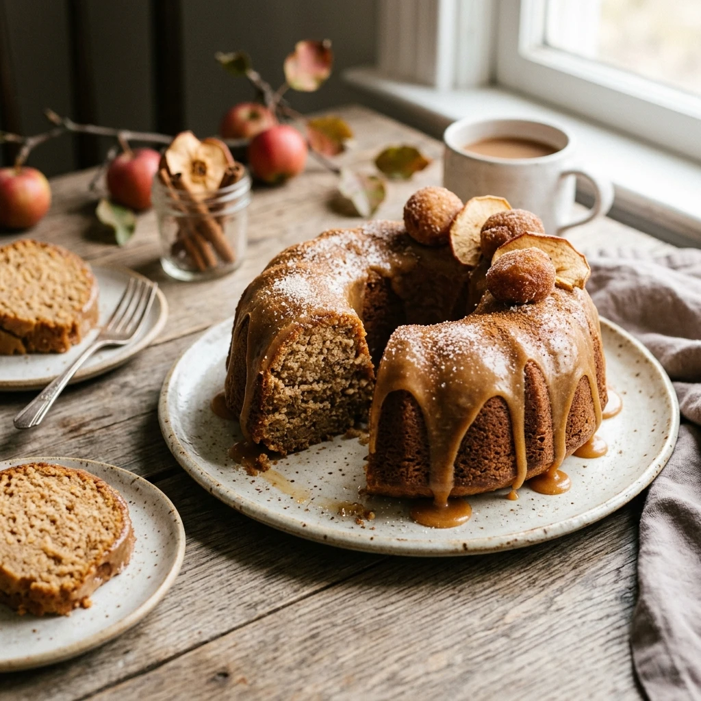 Apple Cider Donut Cake With Cinnamon Glaze