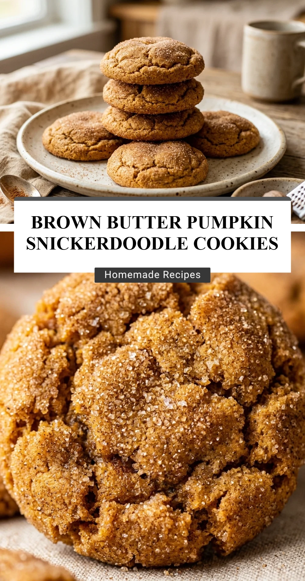 Brown Butter Pumpkin Snickerdoodle Cookies