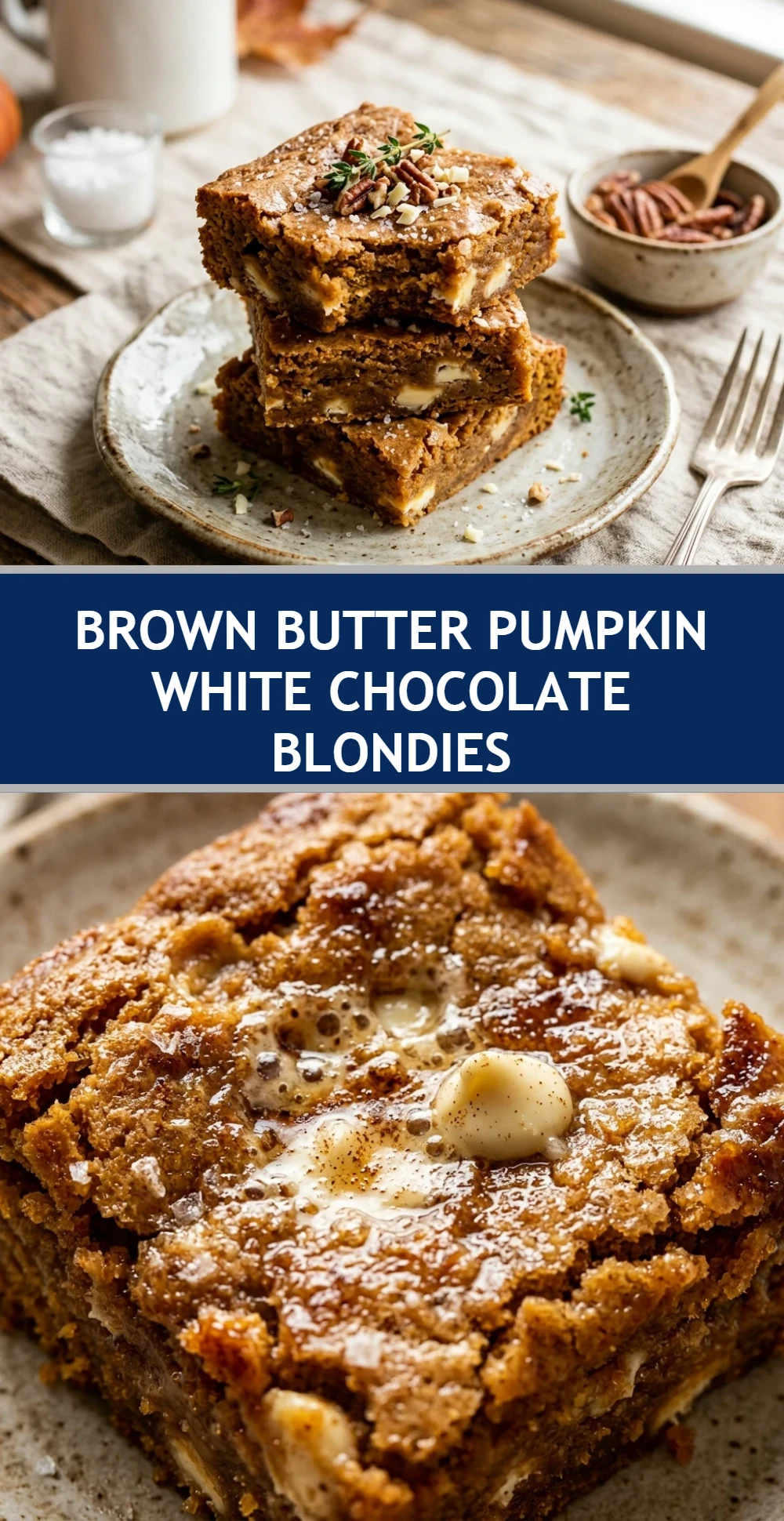 Brown Butter Pumpkin White Chocolate Blondies