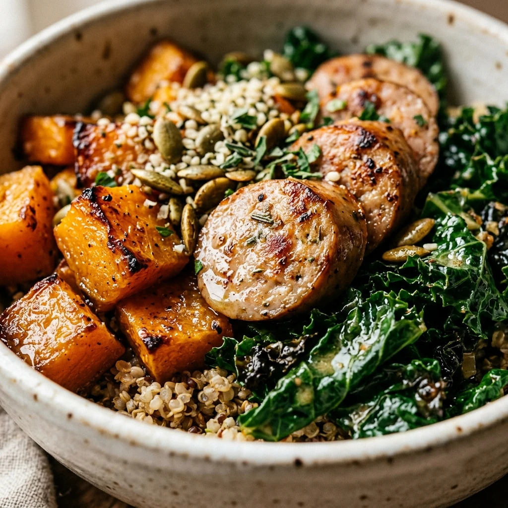 Butternut Squash And Chicken Sausage High Protein Bowl