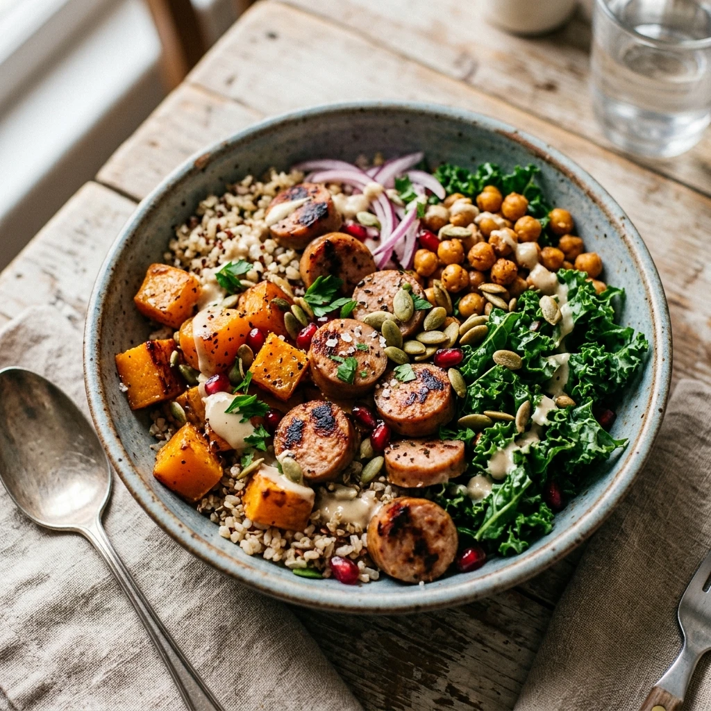 Butternut Squash And Chicken Sausage High Protein Bowl