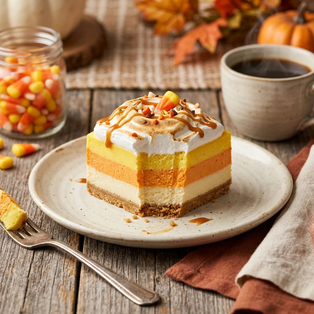 Candy Corn Cheesecake Bars Recipe