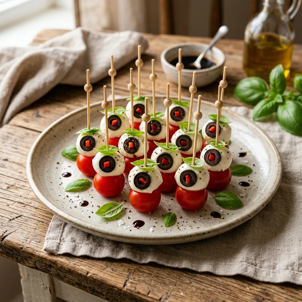 Caprese Eyeball Skewers Recipe