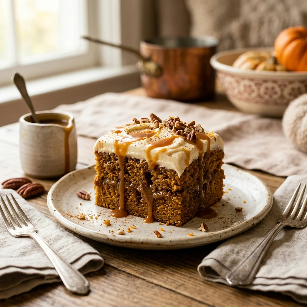 Caramel Pumpkin Poke Cake Recipe