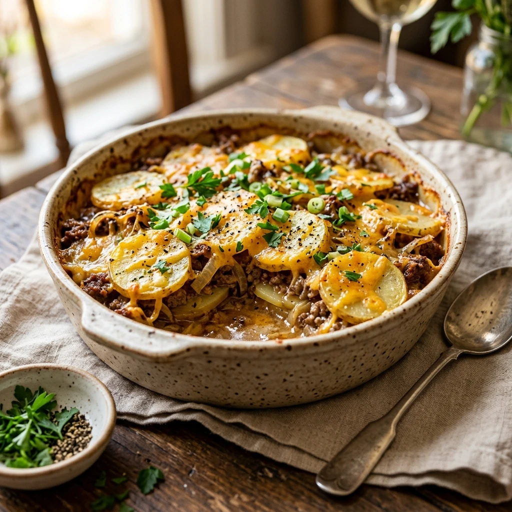 Cheap Crockpot Ground Beef And Potato Casserole