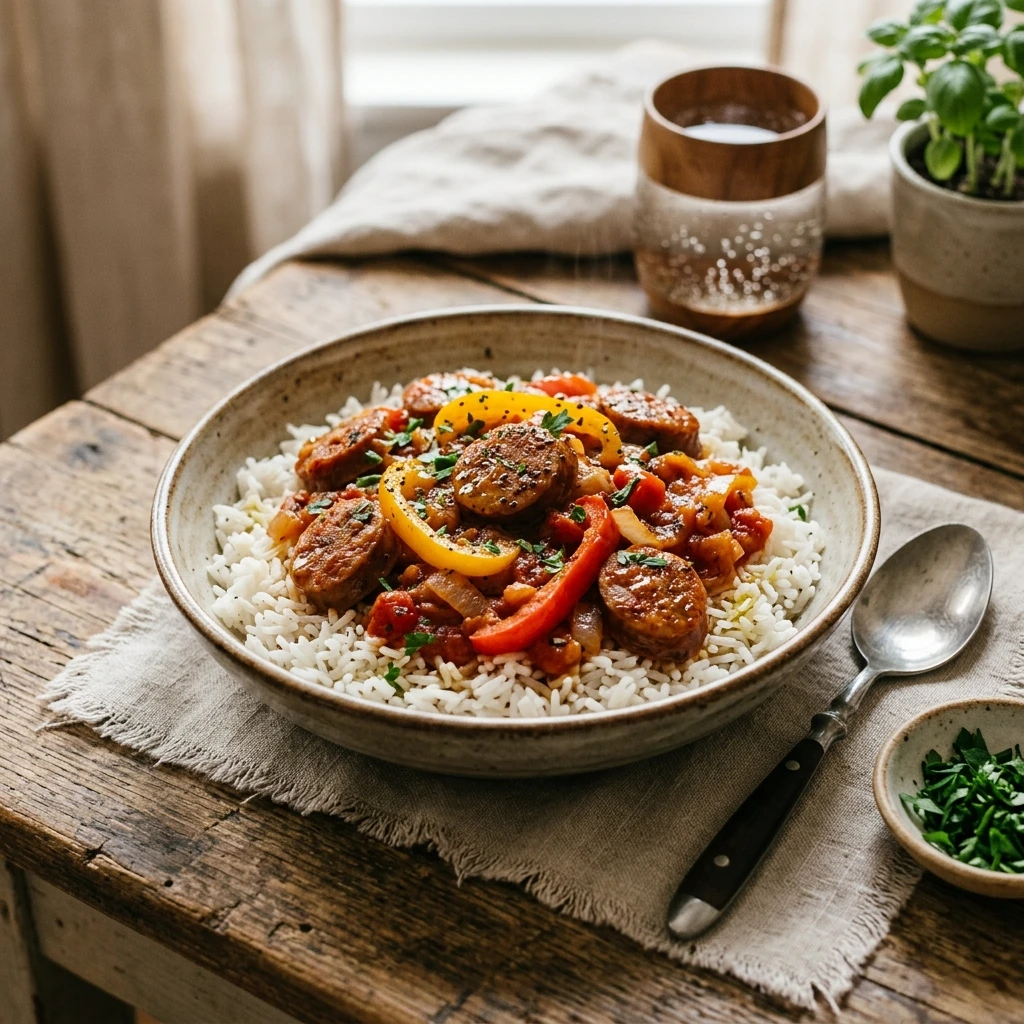 Cheap Crockpot Sausage And Peppers With Rice