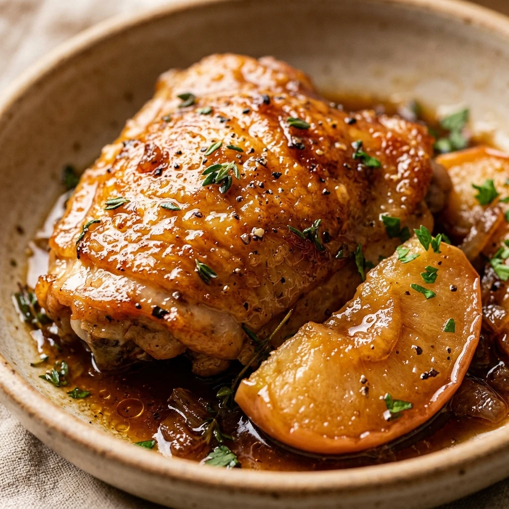 Cider Braised Chicken Thighs With Apples