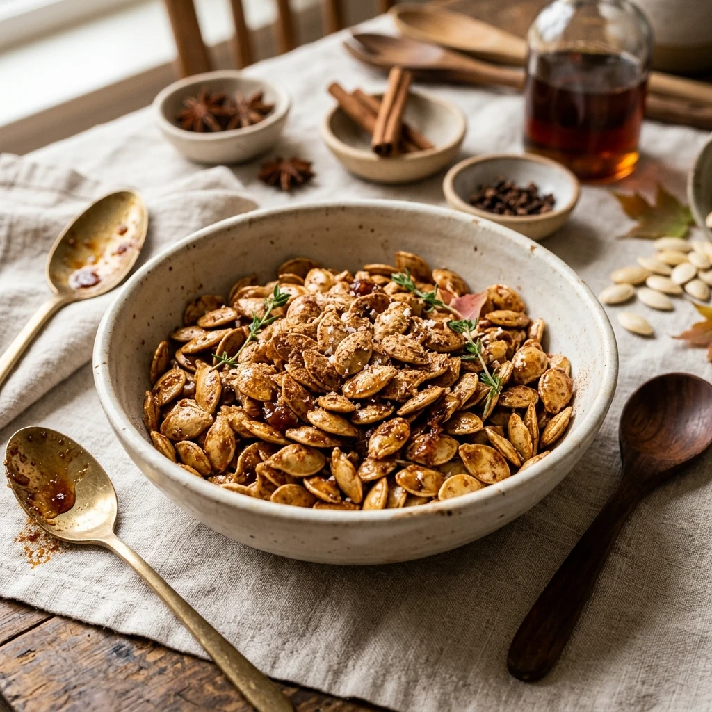 Cinnamon Maple Roasted Pumpkin Seeds Recipe