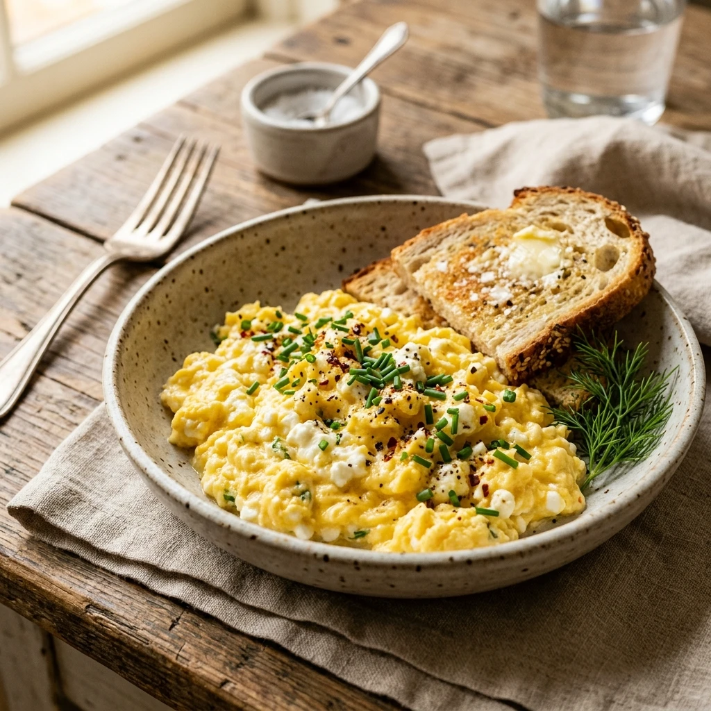 Cottage Cheese Scrambled Eggs High Protein Recipe