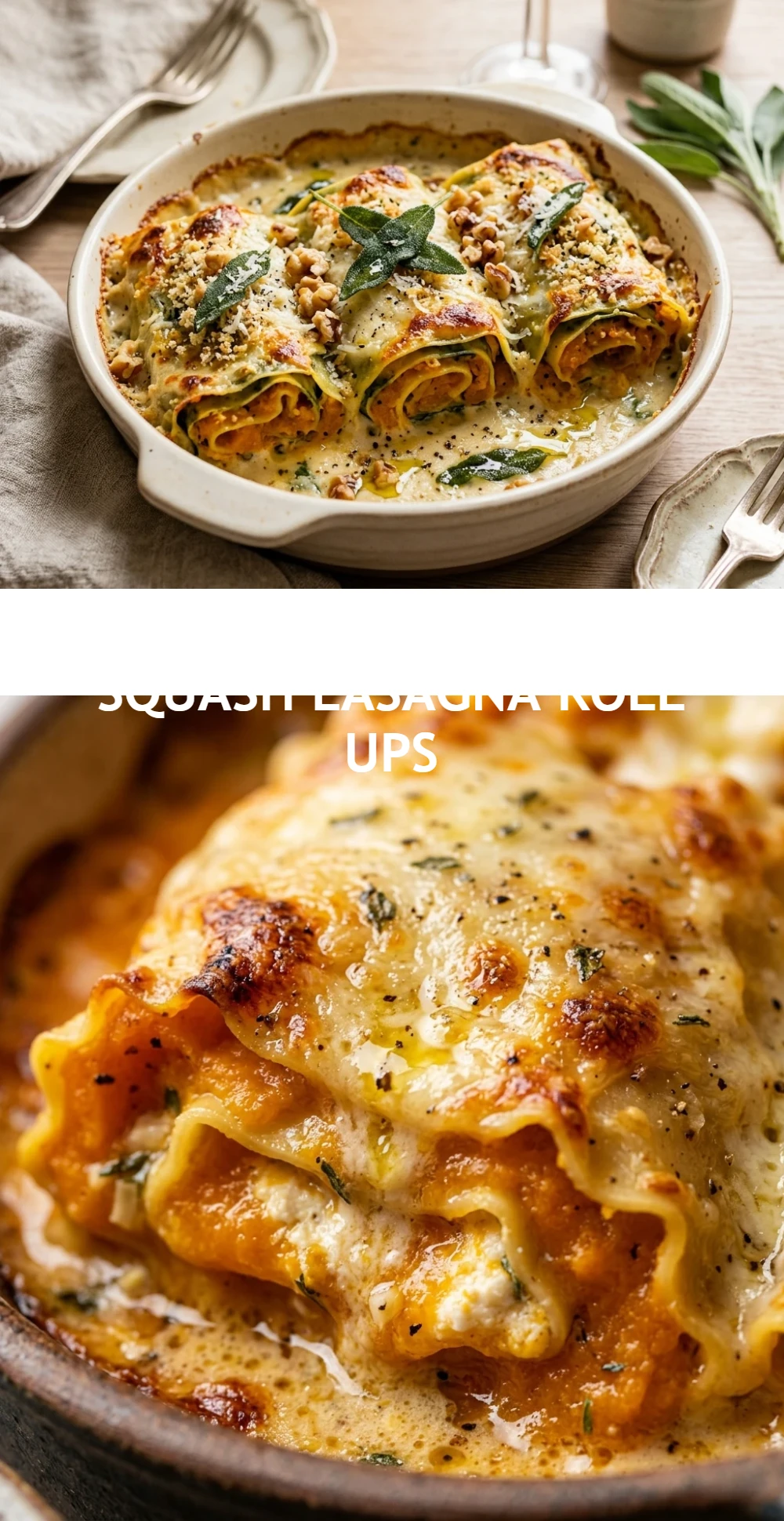 Creamy Butternut Squash Lasagna Roll Ups