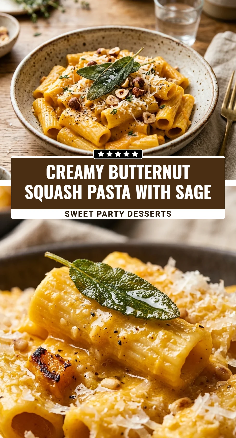 Creamy Butternut Squash Pasta With Sage