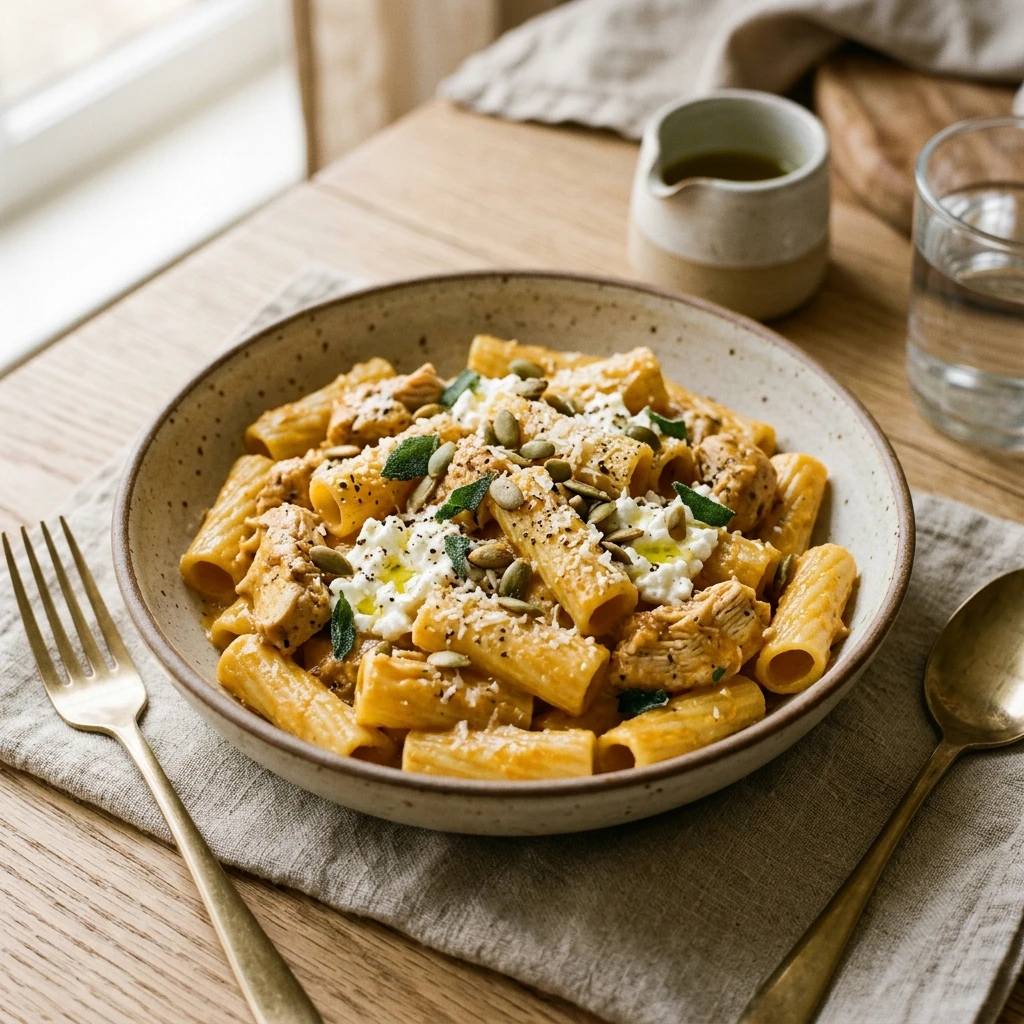 Creamy Pumpkin Chicken And Cottage Cheese Pasta Recipe