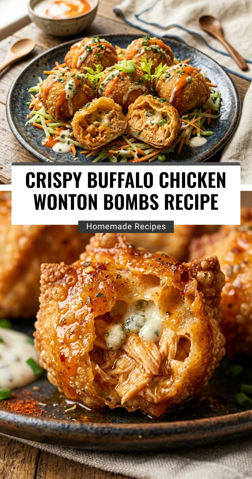 Crispy Buffalo Chicken Wonton Bombs Recipe