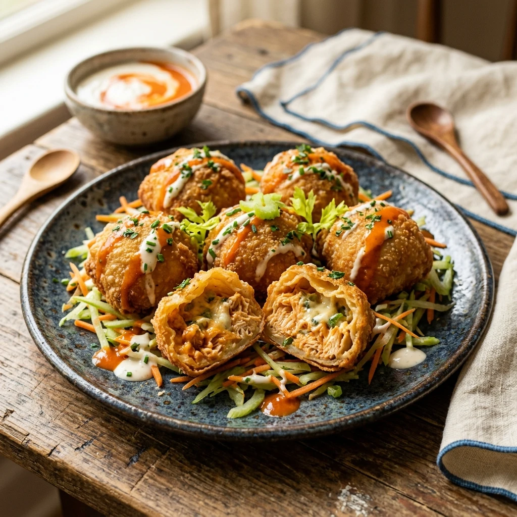 Crispy Buffalo Chicken Wonton Bombs Recipe