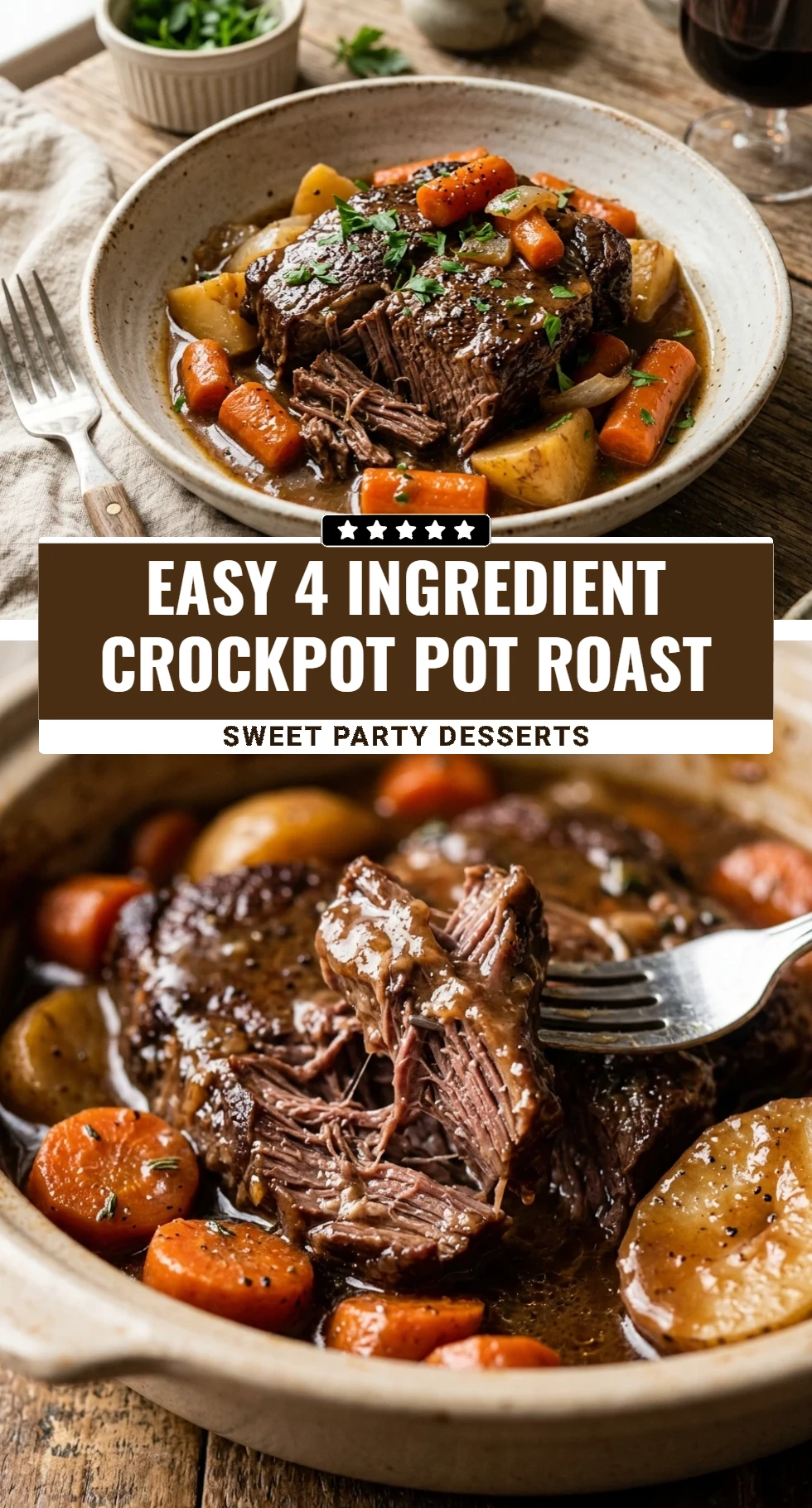 Easy 4 Ingredient Crockpot Pot Roast