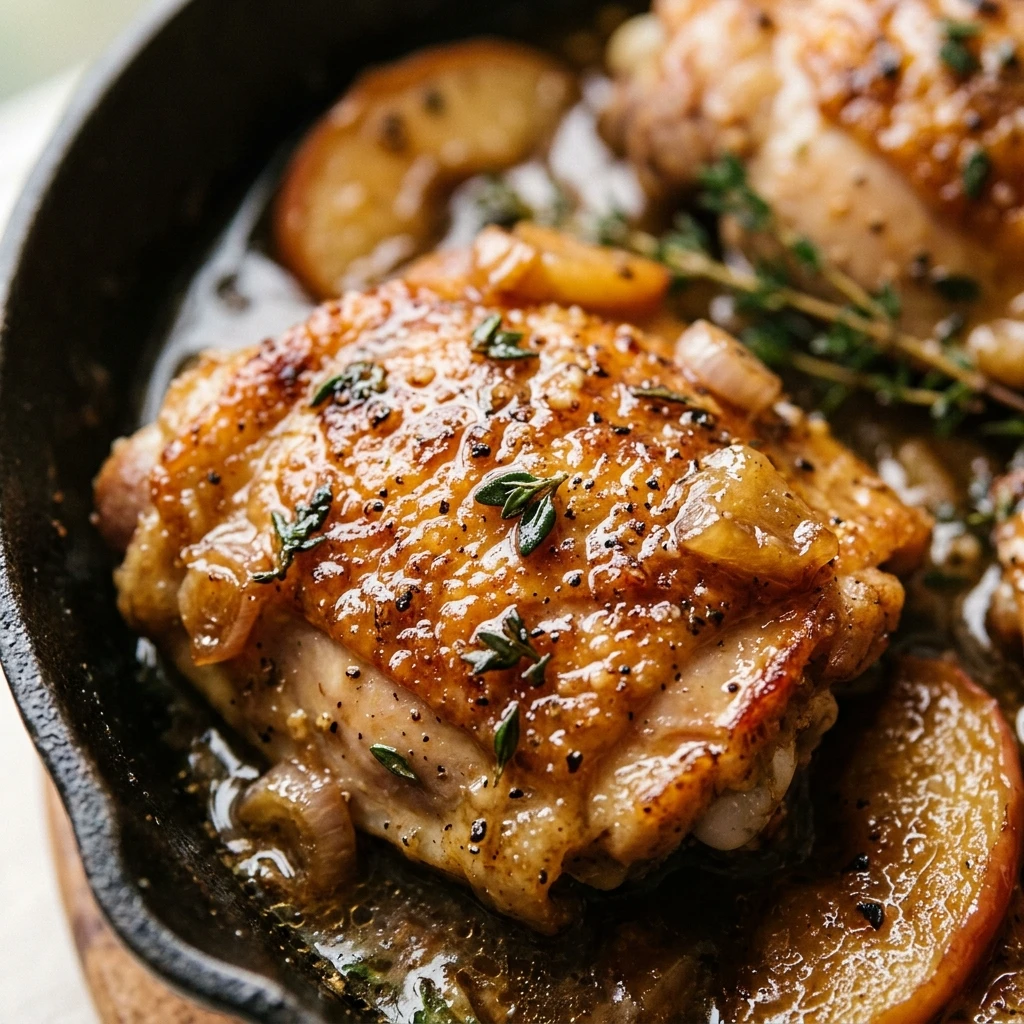Easy One Pot Apple Cider Chicken Thighs