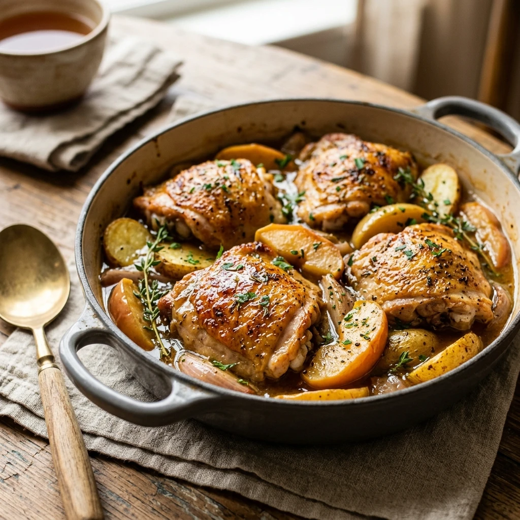 Easy One Pot Apple Cider Chicken Thighs