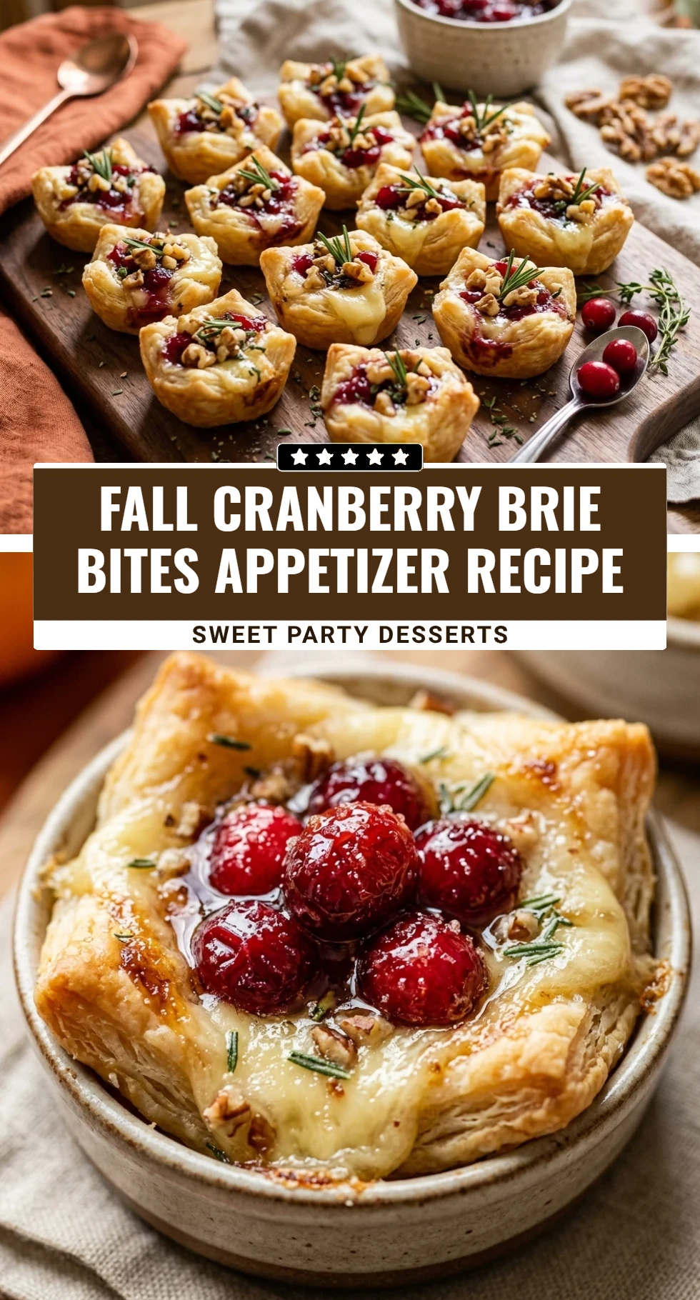 Fall Cranberry Brie Bites Appetizer Recipe