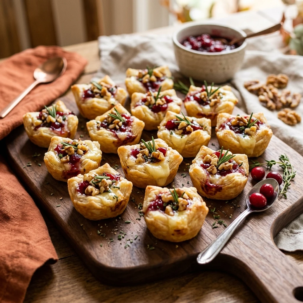 Fall Cranberry Brie Bites Appetizer Recipe