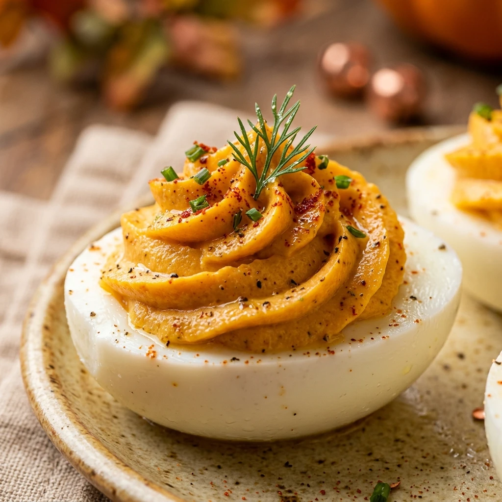 Fall Pumpkin Deviled Eggs Finger Food