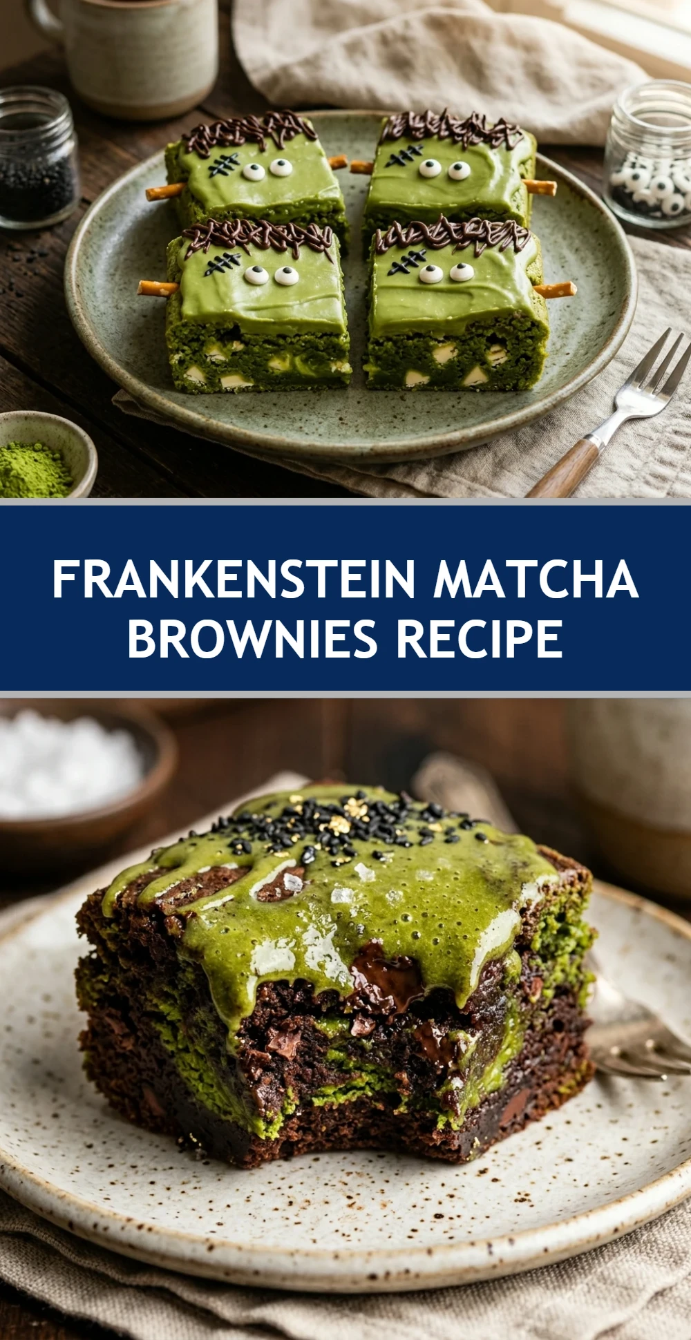 Frankenstein Matcha Brownies Recipe