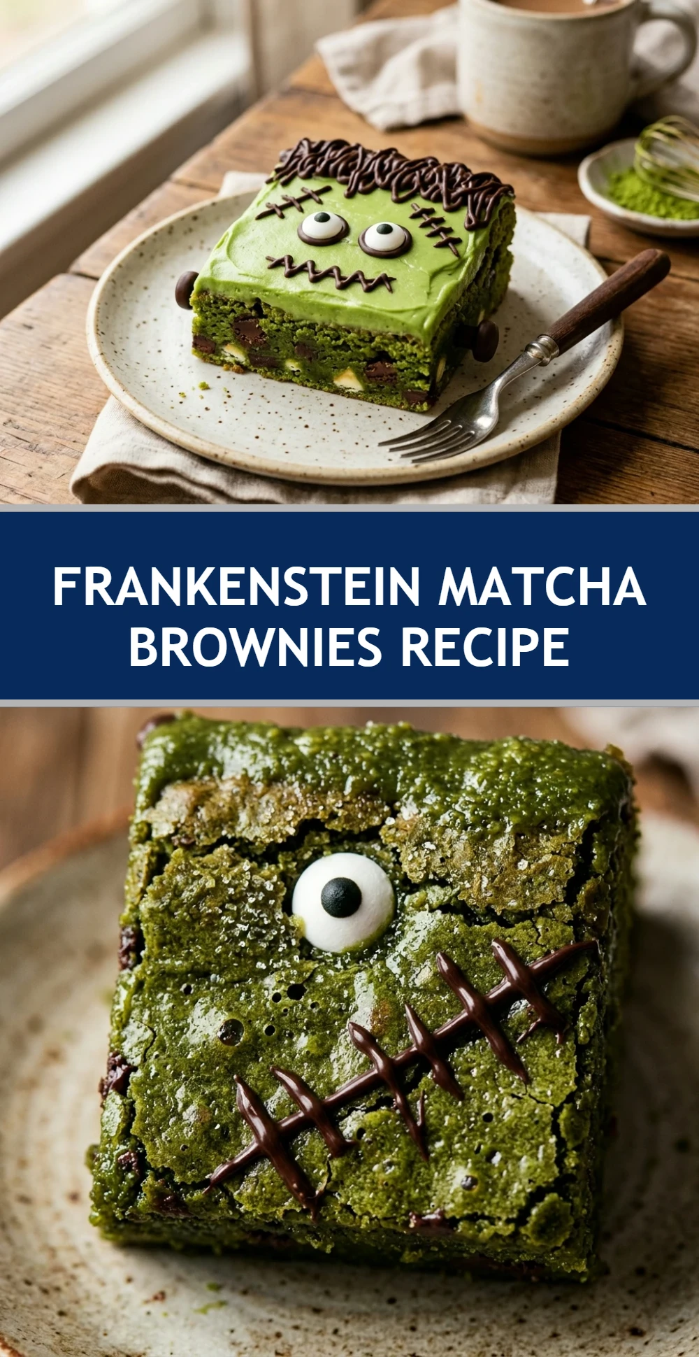 Frankenstein Matcha Brownies Recipe