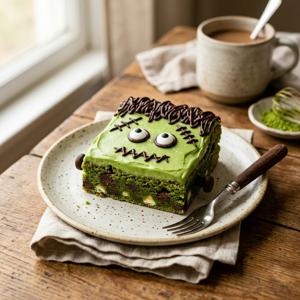 Frankenstein Matcha Brownies Recipe