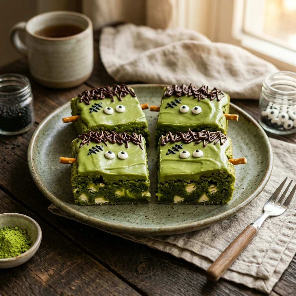 Frankenstein Matcha Brownies Recipe