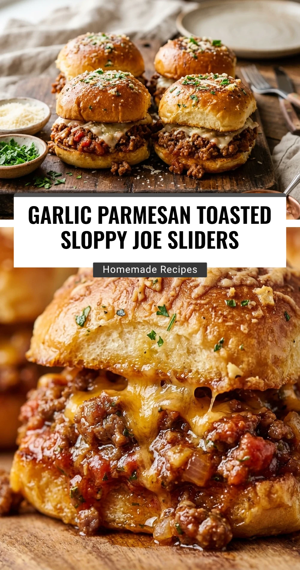 Garlic Parmesan Toasted Sloppy Joe Sliders