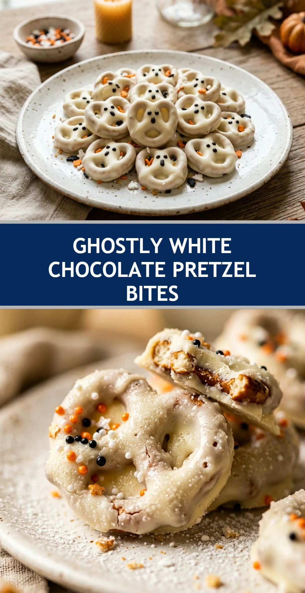 Ghostly White Chocolate Pretzel Bites