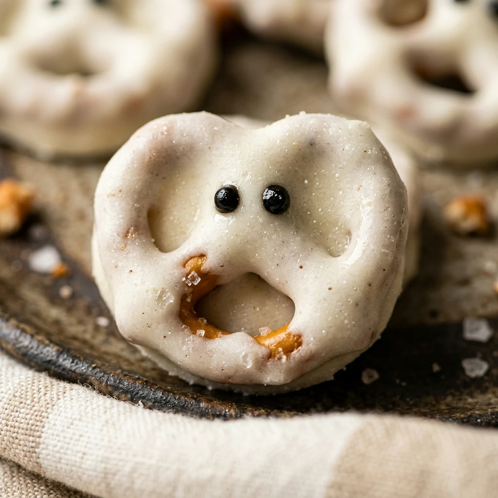 Ghostly White Chocolate Pretzel Bites