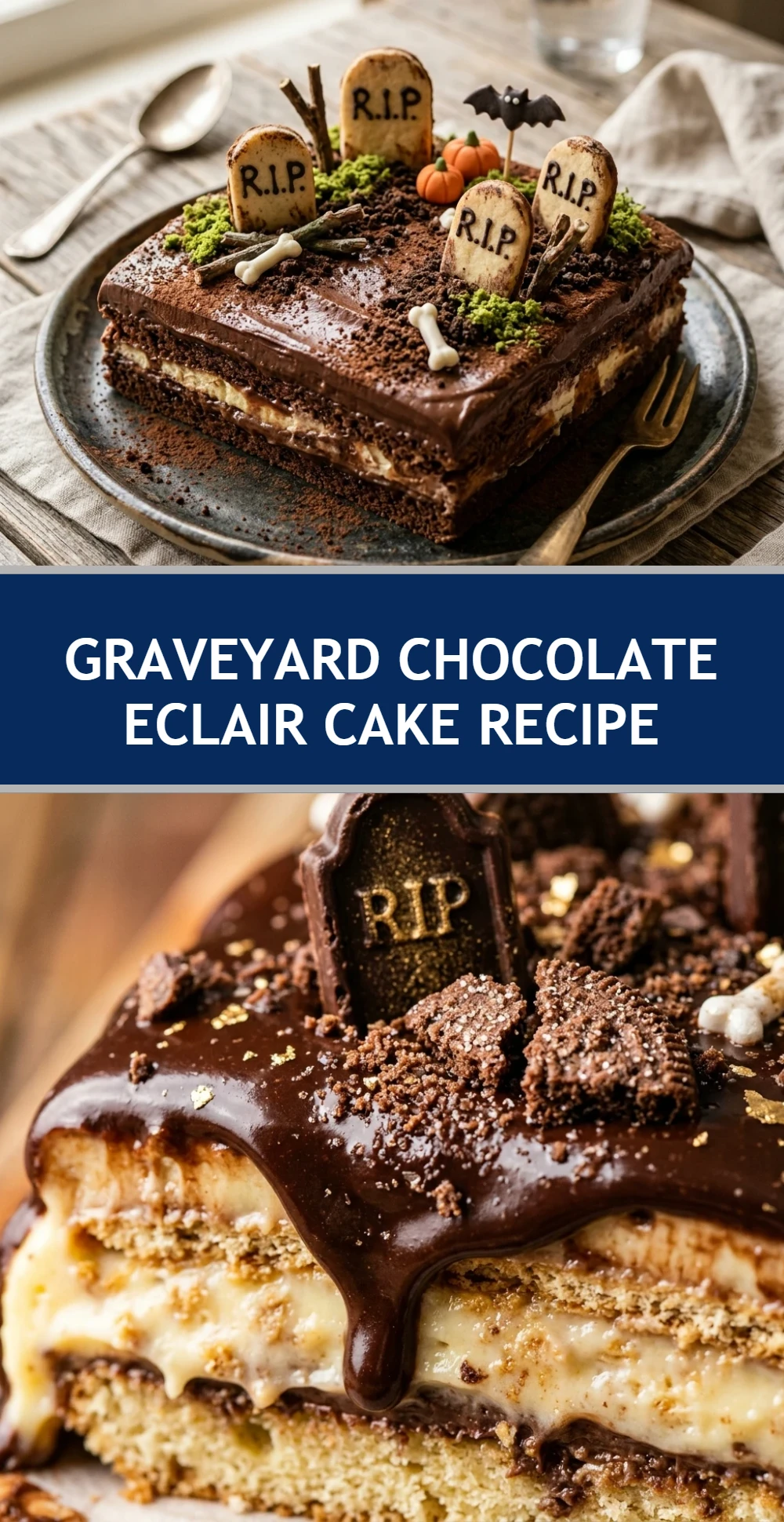 Graveyard Chocolate Eclair Cake Recipe