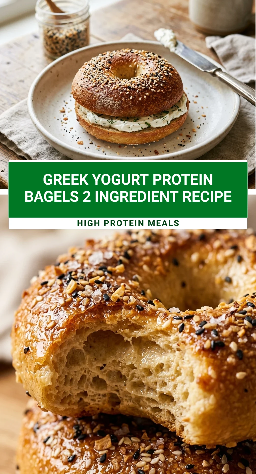 Greek Yogurt Protein Bagels 2 Ingredient Recipe
