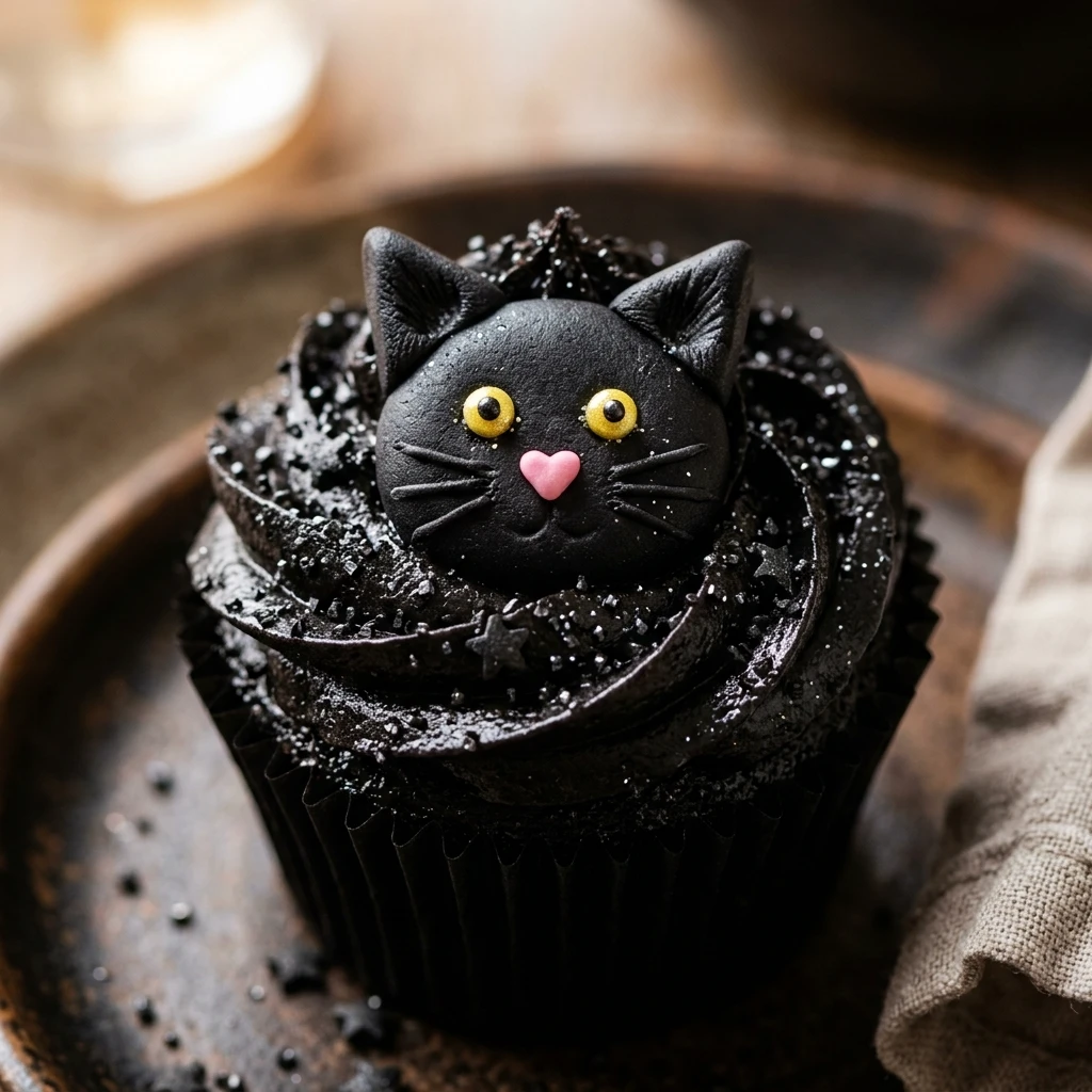 Halloween Black Cat Cupcakes Recipe