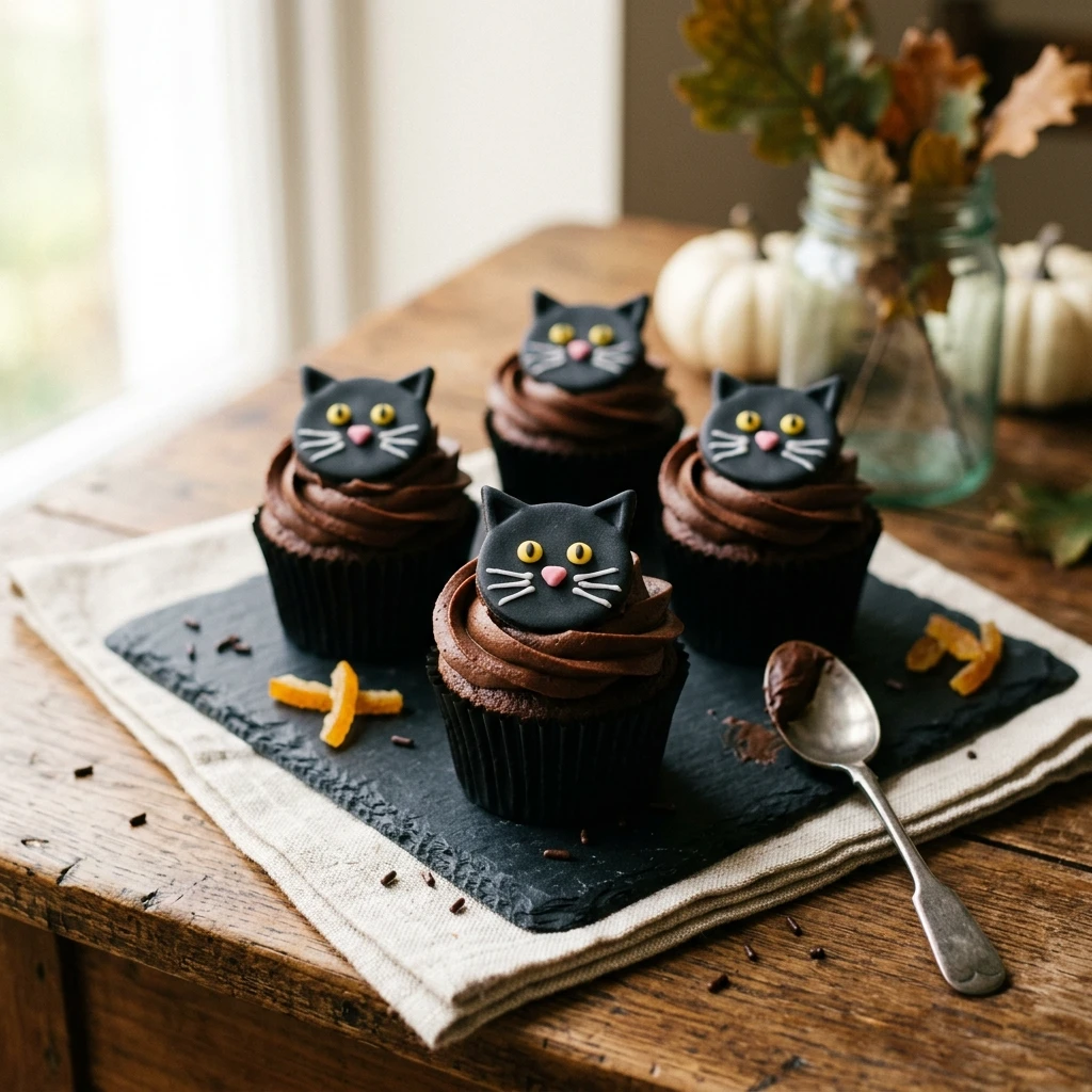 Halloween Black Cat Cupcakes Recipe
