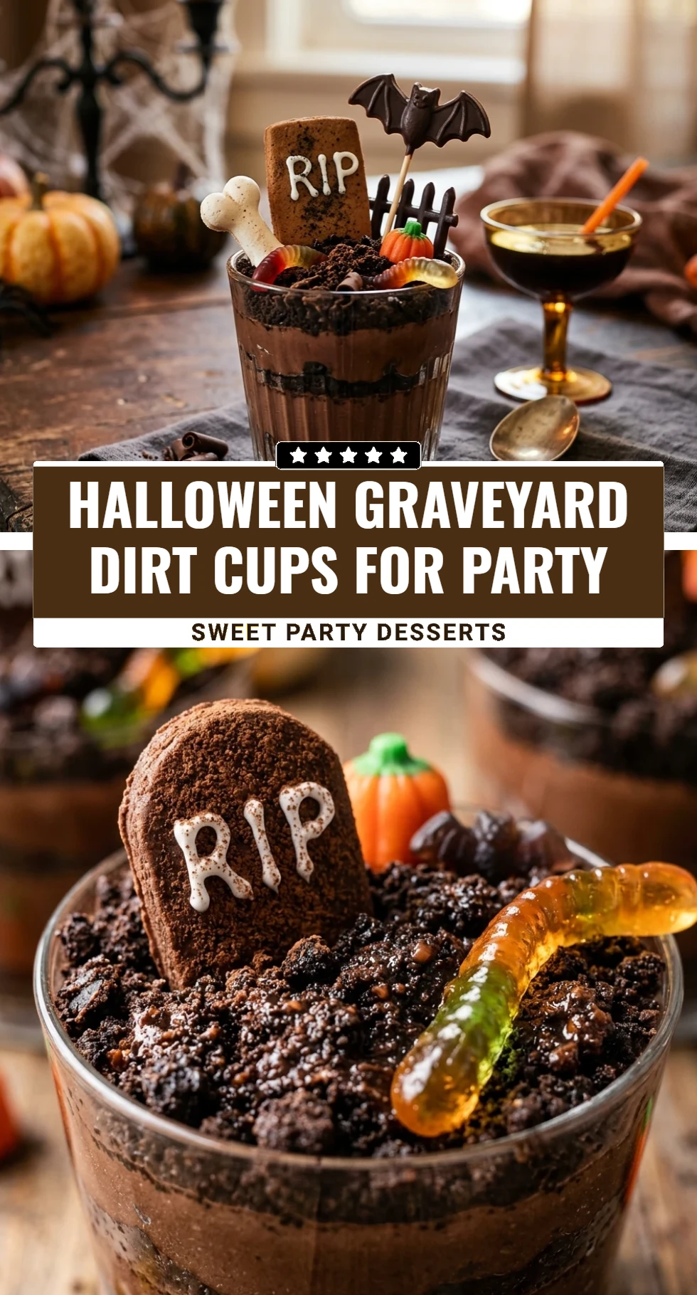 Halloween Graveyard Dirt Cups For Party