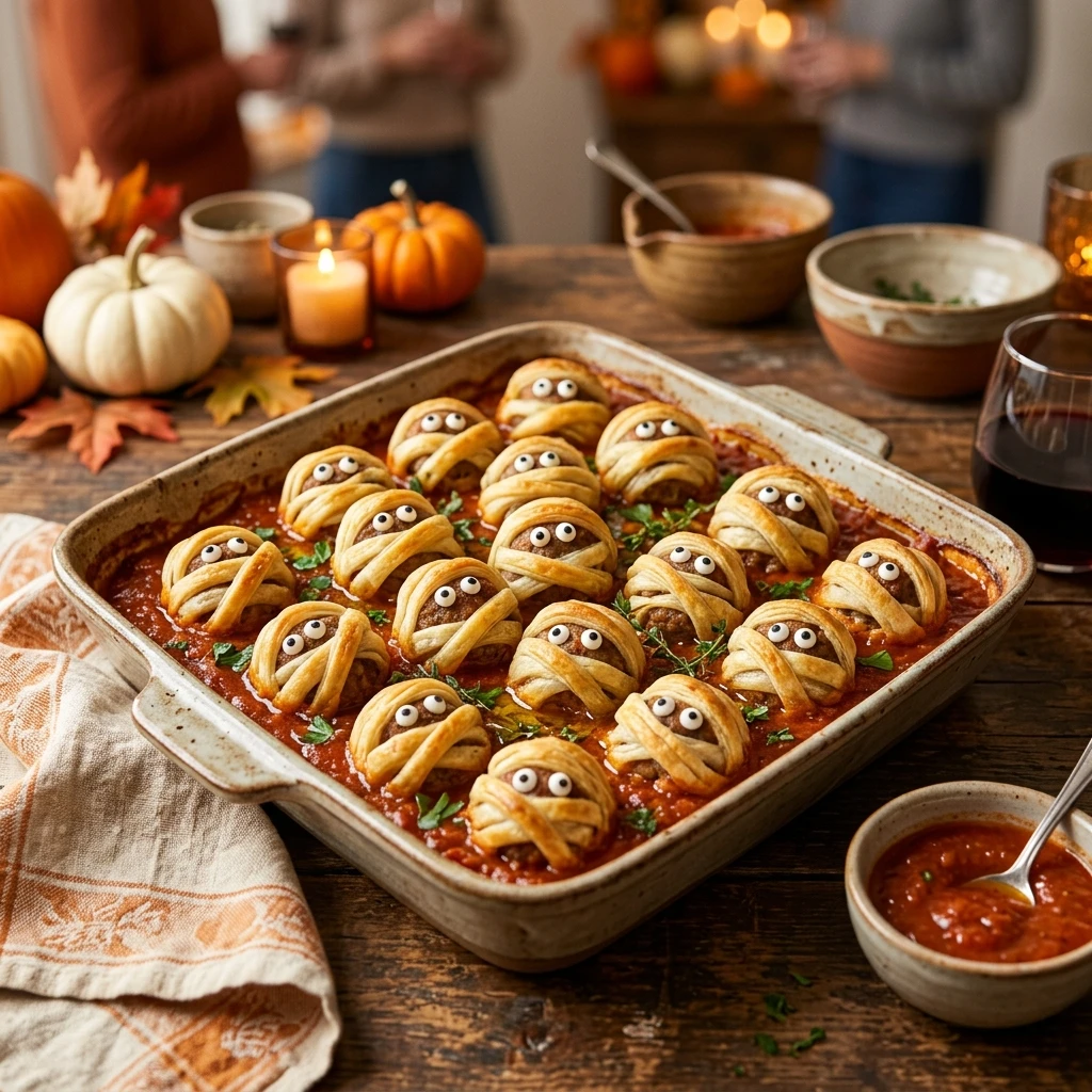 Halloween Mummy Meatballs Potluck Recipe