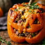 Halloween Stuffed Jack O Lantern Peppers