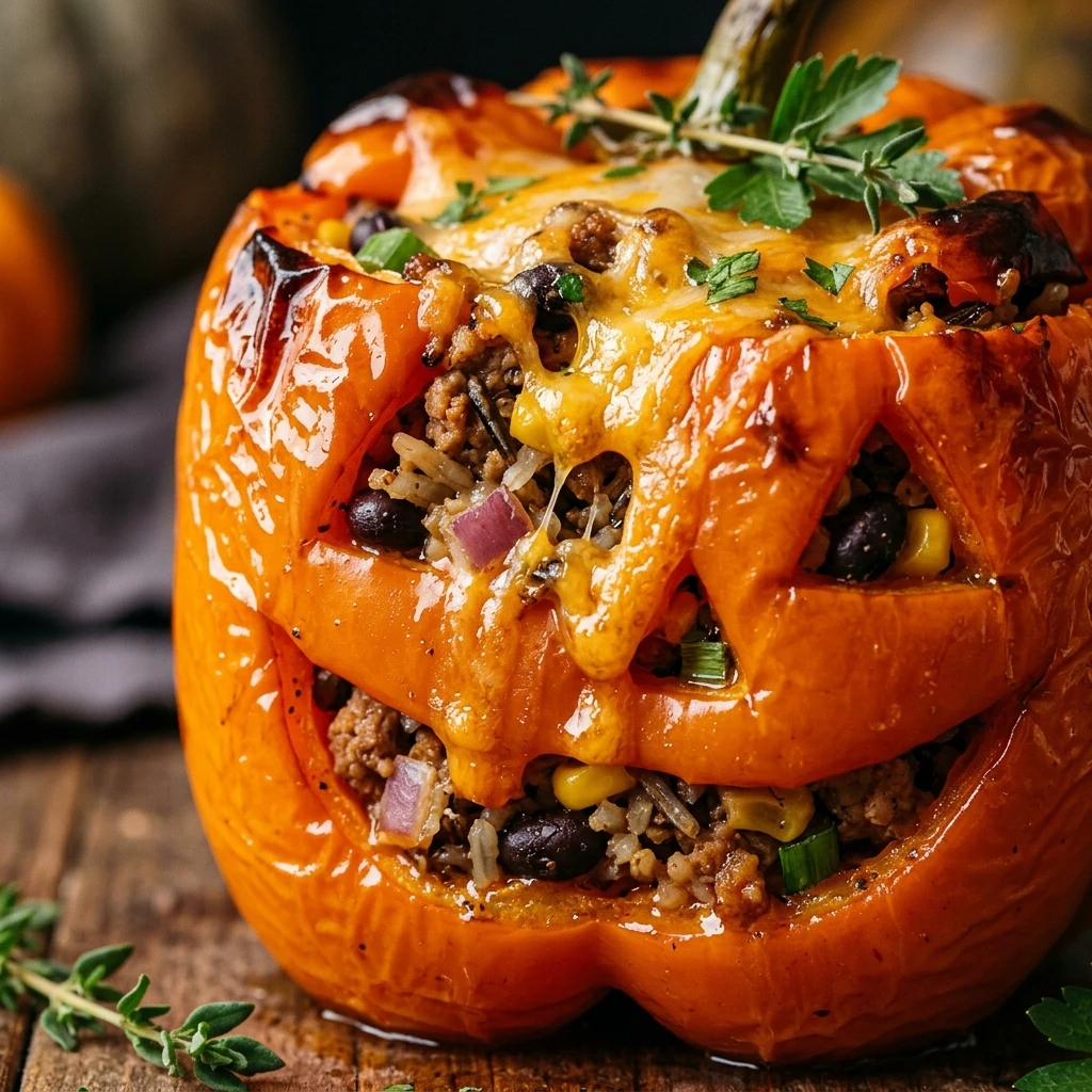Halloween Stuffed Jack O Lantern Peppers