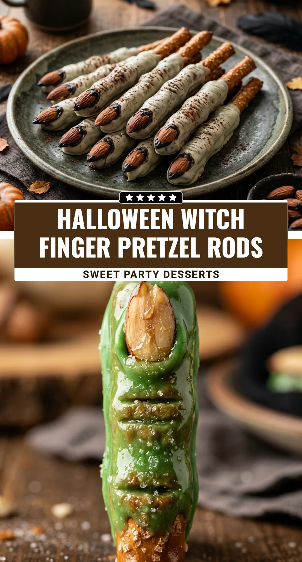 Halloween Witch Finger Pretzel Rods