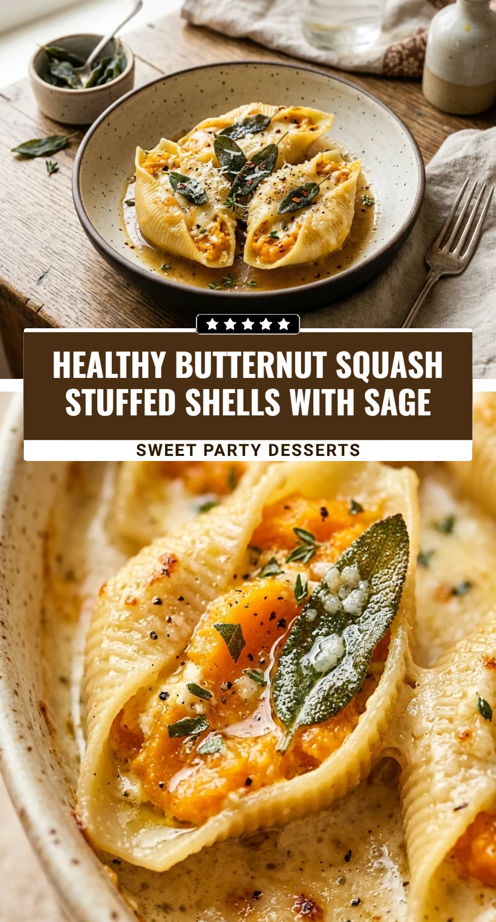 Healthy Butternut Squash Stuffed Shells With Sage