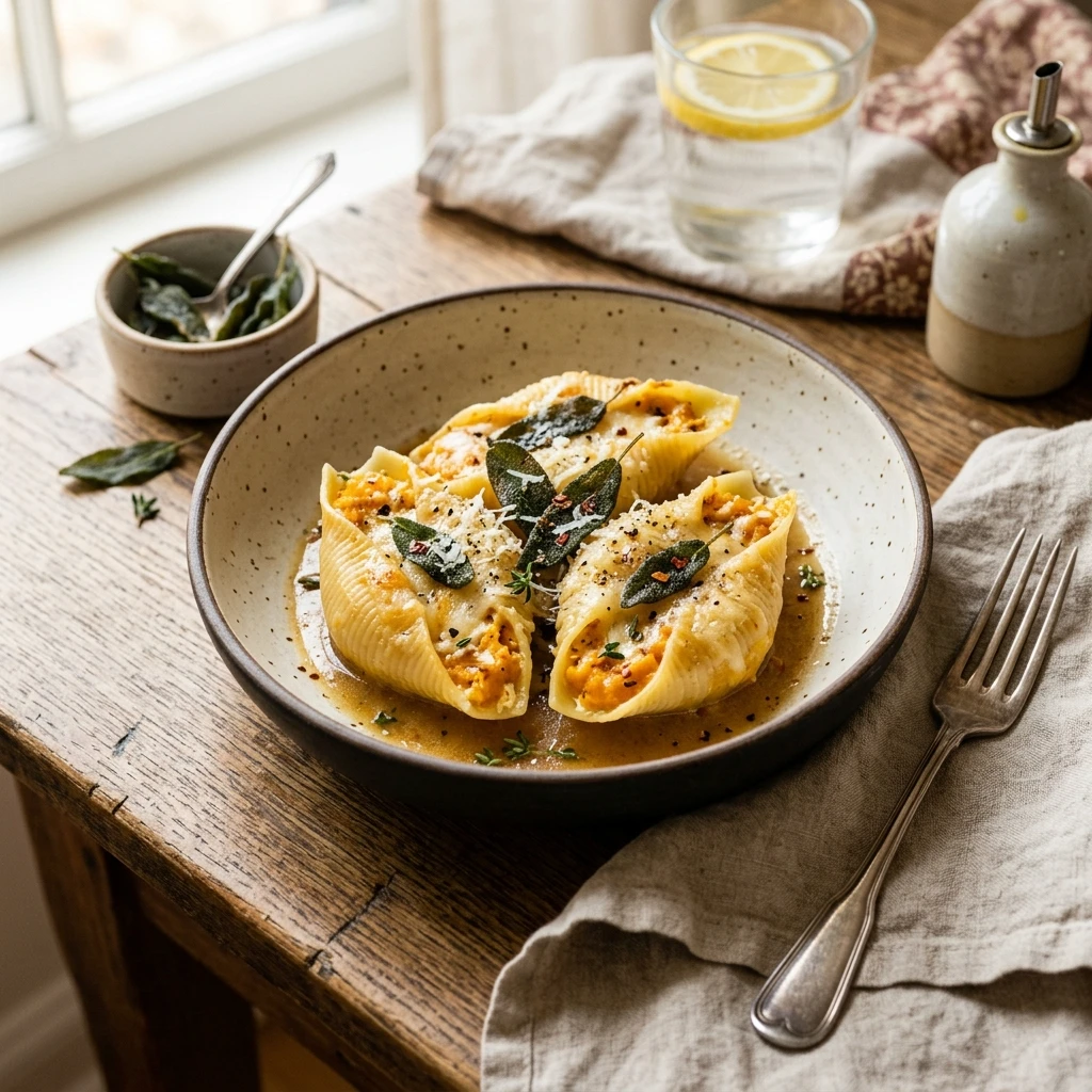 Healthy Butternut Squash Stuffed Shells With Sage